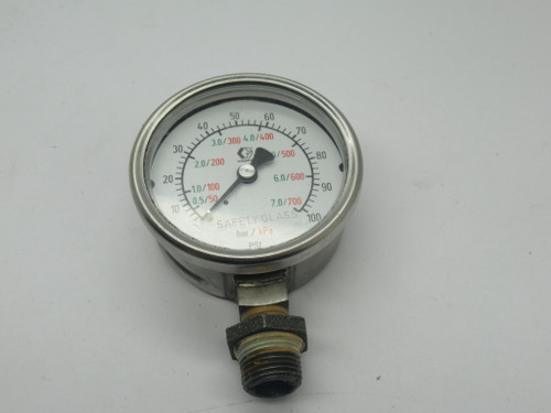 Graco 187874 Pressure Gauge 0-100psi 2-1/2" Diameter 3/8" Adapter USED