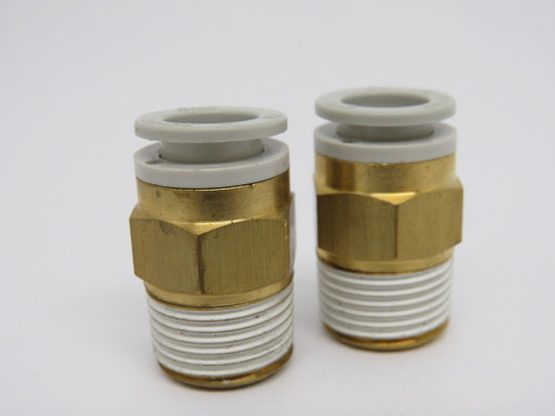 SMC KQ2H10-03S Push-In Male Connector R3/8" Thread x 10mm Tubing OD Lot of 2 NOP