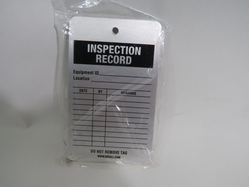 SEE ALL 919432-5 Aluminum "Inspection Record" Safety Tags 5x3" 10-Pack NWB