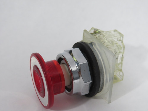 Square D 9001KR9RH6 Red Mushroom Push Button 2 Position 1NC USED