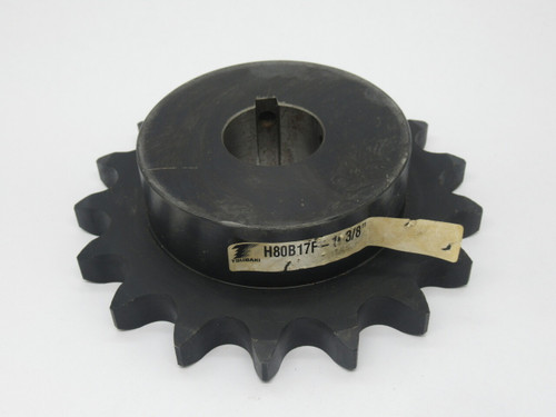 Tsubaki H80B17F-1-3/8 Roller Chain Sprocket 1-3/8" Bore 17 Teeth 80 Chain USED