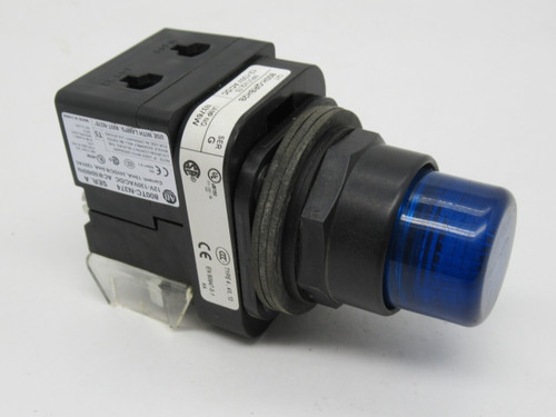 Allen-Bradley 800H-QRBH2B Ser G Push Button 12-130V Blue Extended 1NO 1NC USED
