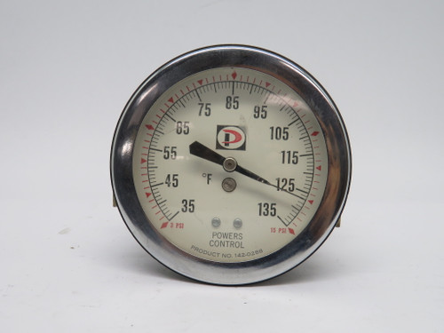 Powers 142-0288 Pneumatic Receiver Gauge 35-135deg F 3-15 psi USED