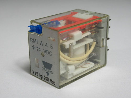 Carlo Gavazzi RMIA-4-5-24DC Relay 24VDC 5A 250VAC 1/6HP 240VAC 14-Blade USED