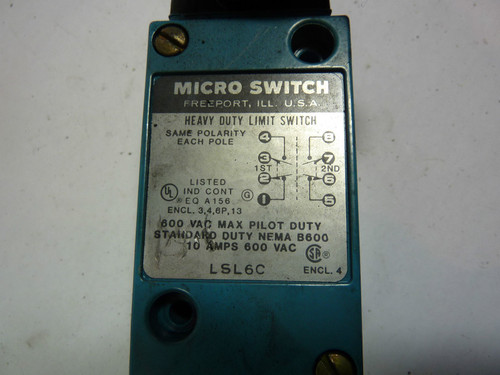 Microswitch LSL6C Limit Switch 10 Amp 600V USED