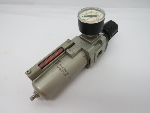 SMC AW30-N03-8Z-X48 Filter w/Gauge 7-125 psi 3/8 NPT USED