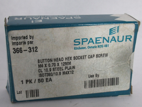 Spaenaur 366-312 Button Head Hex Socket Cap Screw M4x0.70x12mm Lot of 23 NEW
