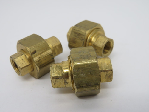 Generic Brass Female Swivel Union Fitting 1/8" NPT Lot of 3 USED