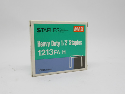Max 1213FA-H Heavy Duty Staples 1/2" Lot Of 600 NEW