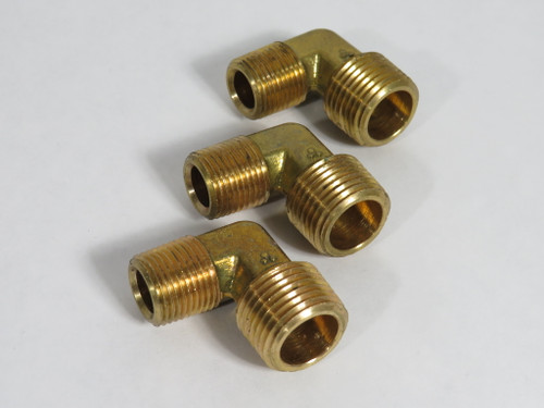 Fairview 99-DC Forged Brass L Fitting 1/2" x 3/8" Male NPT Lot of 3 USED