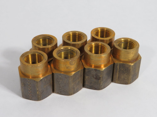 Generic Brass Reducer Coupling 1/2" x 3/8" Female NPT Lot of 7 USED