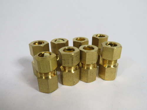 Generic Brass Compression Fitting 1/4" Female NPT 3/8" Tube Lot of 8 USED