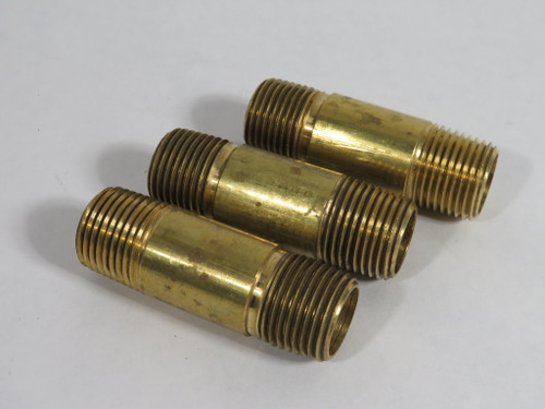 Generic Brass Pipe Nipple 1/2" NPT 2-7/16" Length Lot of 3 USED