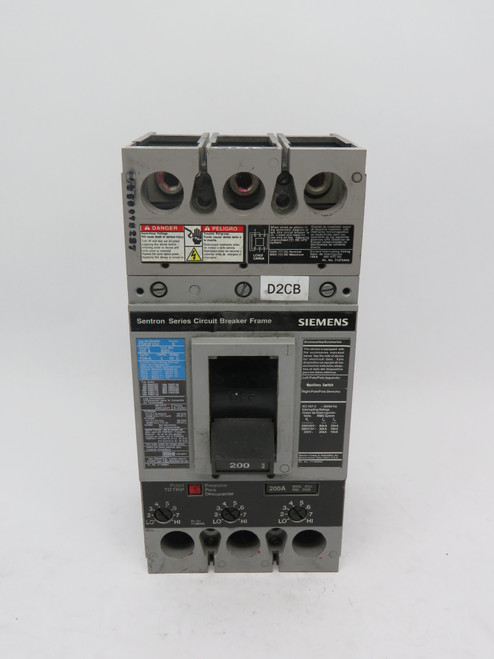 Siemens FD63F250 Circuit Breaker Frame 600V 250A 200A Trip *Missing Screws* USED