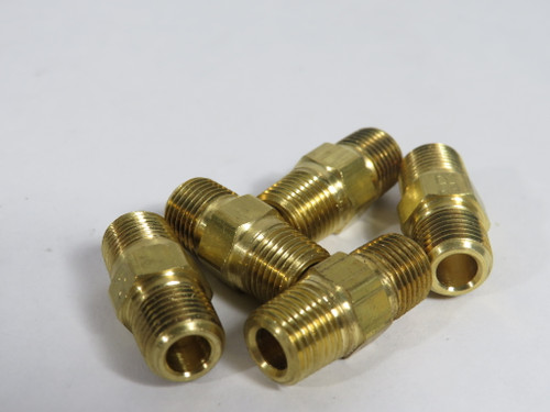 Parker 216P-2 Brass Hex Pipe Nipple 1/8" NPT Lot of 5 USED