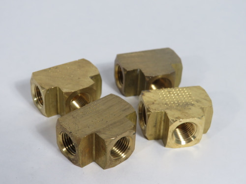 Parker 2203P-2 Brass Union Tee Fitting 1/8 Female NPT Lot of 4