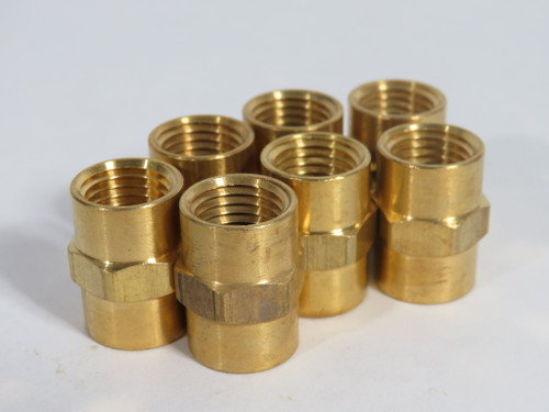 Generic Brass Hex Coupling 1/4" Female NPT Lot of 7 SHELF WEAR NOP