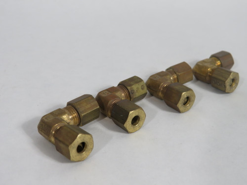 Parker 165C-3 Brass 90° Union Elbow Compression Fitting 3/16" Tube Lot of 4 USED