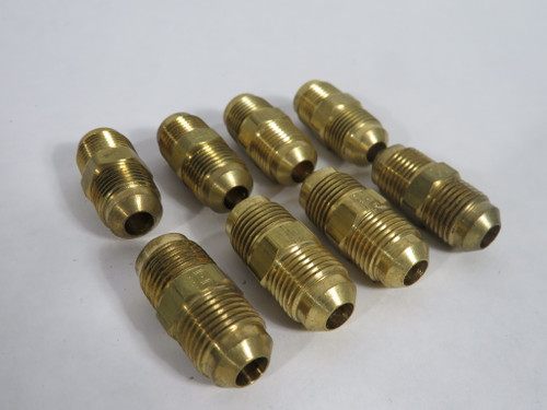 Generic Brass Union Fitting 45 Deg Flare 3/8" Tube Lot of 8 USED