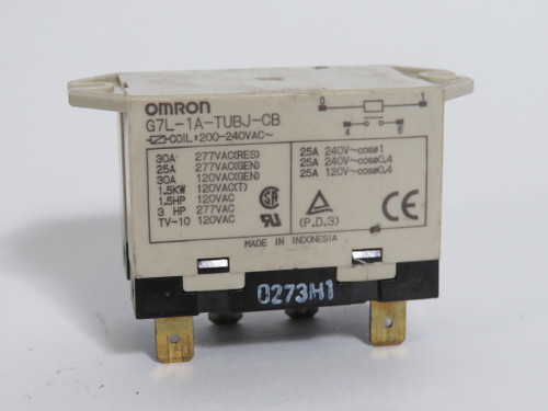 Omron G7L-1A-TUBJ-CB Relay 200-240VAC Coil 25A 4-Blade USED