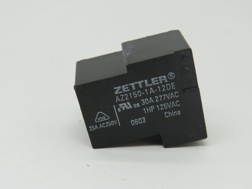 Zettler AZ2150-1A-12DE Relay 12VDC 30A 277VAC 4-Pin *Solder* USED