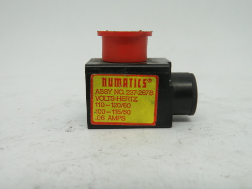 Numatics 237-267B Solenoid Coil 100-115/110-120V 50/60HZ 0.06A USED