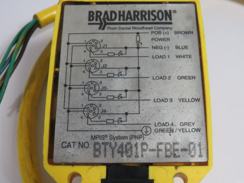 Brad Harrison BTY401P-FBE-01 Top-Mount Distribution Box 4-Port 3' CABLE USED