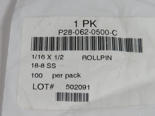 Vogelsang P28-062-0500-C Roll Pin 1/16" OD 1/2" L Stainless Steel Lot of 98 NWB