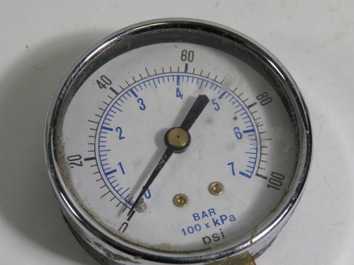 Generic 0-100 Pressure Gauge 2" Dial Bottom Port 1/4" COSMETIC DAMAGE USED