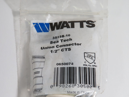Watts 3515B-10 Sea Tech Union Connector Fitting 1/2" CTS NWB