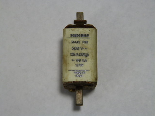 Siemens 3NA1-010 Square Body Fuse 125A 500V 100kA USED