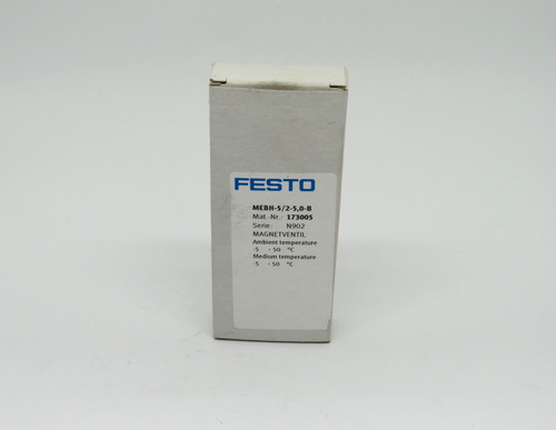 Festo 173005 MEBH-5/2-5,0-B Solenoid Valve 24VDC 1.5 W NEW