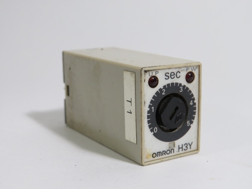 Omron H3Y-2-DC24 Mini Timer 24VDC 5A 250VAC 0-5 Sec *Missing Dial Cap* USED