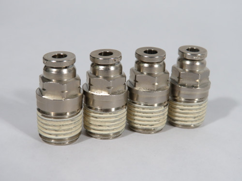 Numatics INB103-532-021 Male Connector 5/32" Tube 1/4" NPTF SHELF WEAR Lot/4 NOP