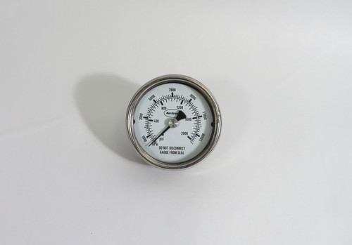 Nordson Dry Pressure Gauge 0-2000psi 2-1/2"D 1/4" NPT Center Back Mount USED