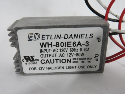 Etlin-Daniels WH-80IE6A-3 Electronic Halogen Transformer Low Voltage USED