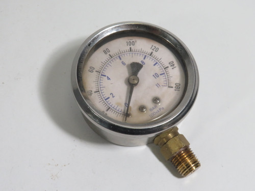 Generic Pressure Gauge  0-160psi 2-1/2" Dial 1/4" NPT Bottom Port USED