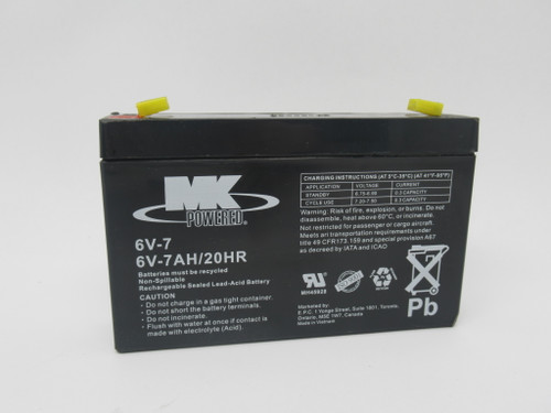 MK Powered 6V-7 Battery 6V-7AH/20HR NOP