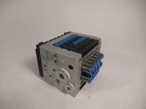 Festo 18254 CPV10-GE-MP-6 6Port Valve Assy w/ 2x 161414 3x 161416 COS DMG USED