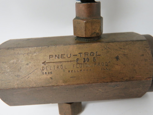 Deltrol F30B Pneu-Trol Brass Flow Control Valve 1/2 FNPT *COS DMG* USED