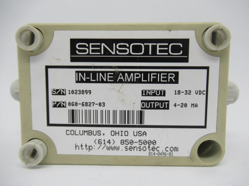 Sensotec 060-6827-03 Strain Gauge In-Line Amplifier *Missing Screw* USED
