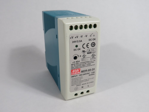 Meanwell MDR-60-24 Switch Power Supply Input: 100-240VAC -20 to +50 Deg C USED