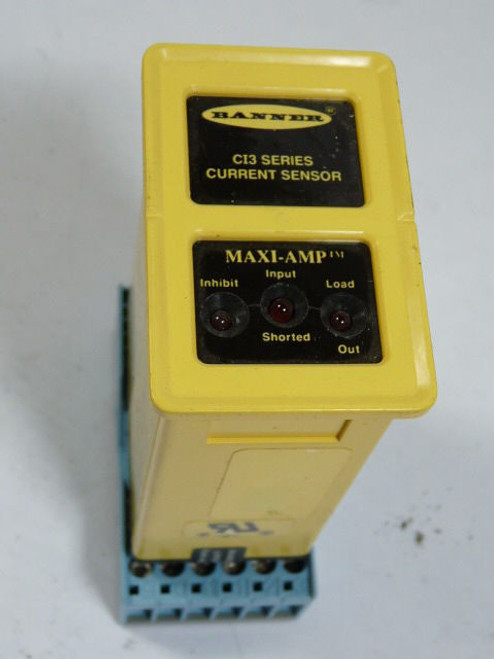 Banner CI3RC 26458 Maxi Amp Module Current Sensor w/Relay 120-240V USED