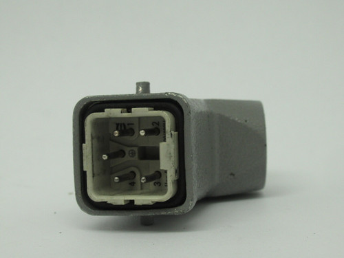 Harting 09200042611 Han 4A-M Insert 10A 230/400V w/ 09200031640 Hood USED