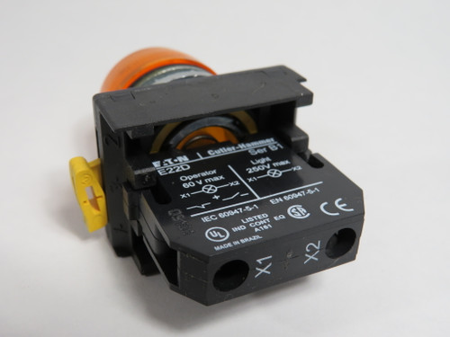 Eaton Cutler-Hammer EM22H9X96 Indicating Light Unit 120V Amber Lens USED