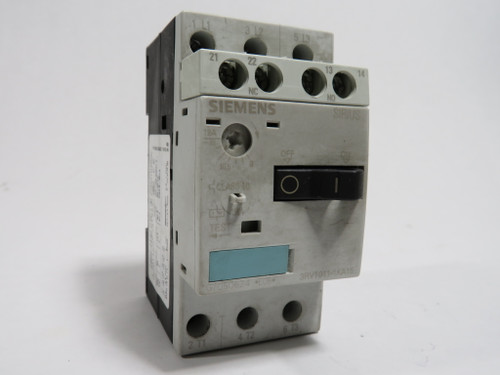 Siemens 3RV1011-1KA15 Circuit Breaker 9-12A 690V 3-Pole C/W Aux Block USED