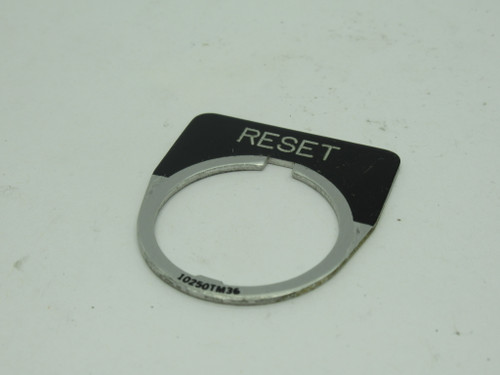 Cutler-Hammer 10250TM36 Push Button Legend Plate Black 1/2 Round *RESET* USED