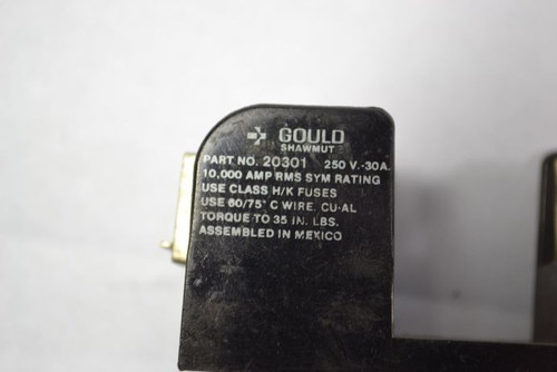 Gould 20301 Fuse Holder 30A 250V 1-Pole USED
