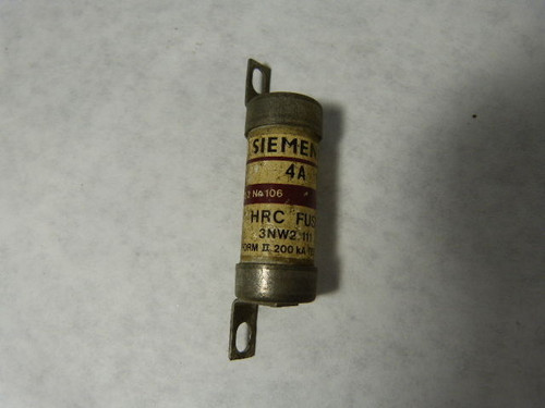 Siemens 3NW2-111 Bolt On Fuse 4A 600V USED