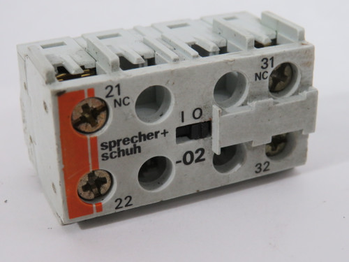 Sprecher + Schuh CA4-P-02 Auxiliary Contactor 10A@500V 2NC *Cosmetic Wear* USED